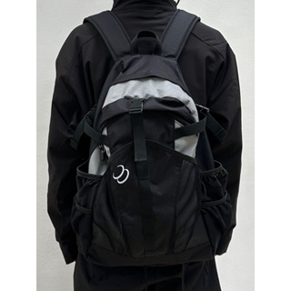 MIRENBU迷人布 自製後背包 基本logo黑灰色情侶大容量工裝旅行包