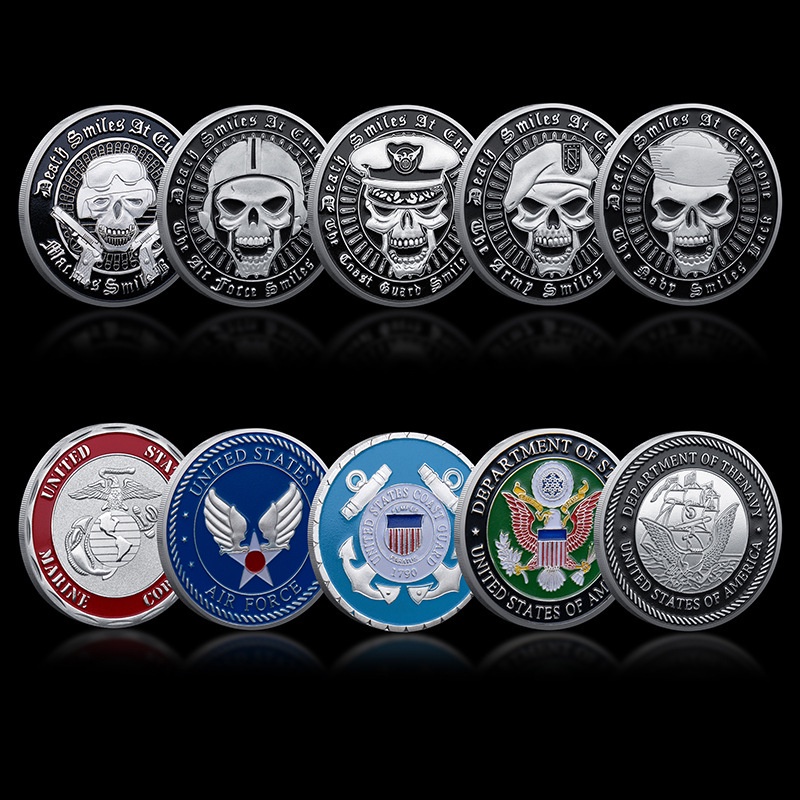 彩色骷髏系列美國海軍陸戰隊紀念幣 空軍紀念幣