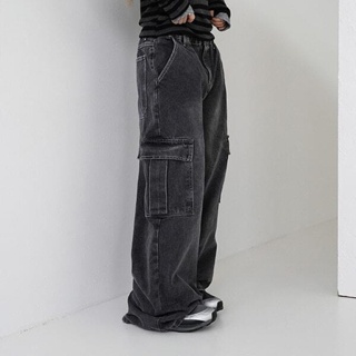 【Codibook】韓國 binary01 復古刷色寬版牛仔工裝褲［預購］牛仔褲 女裝