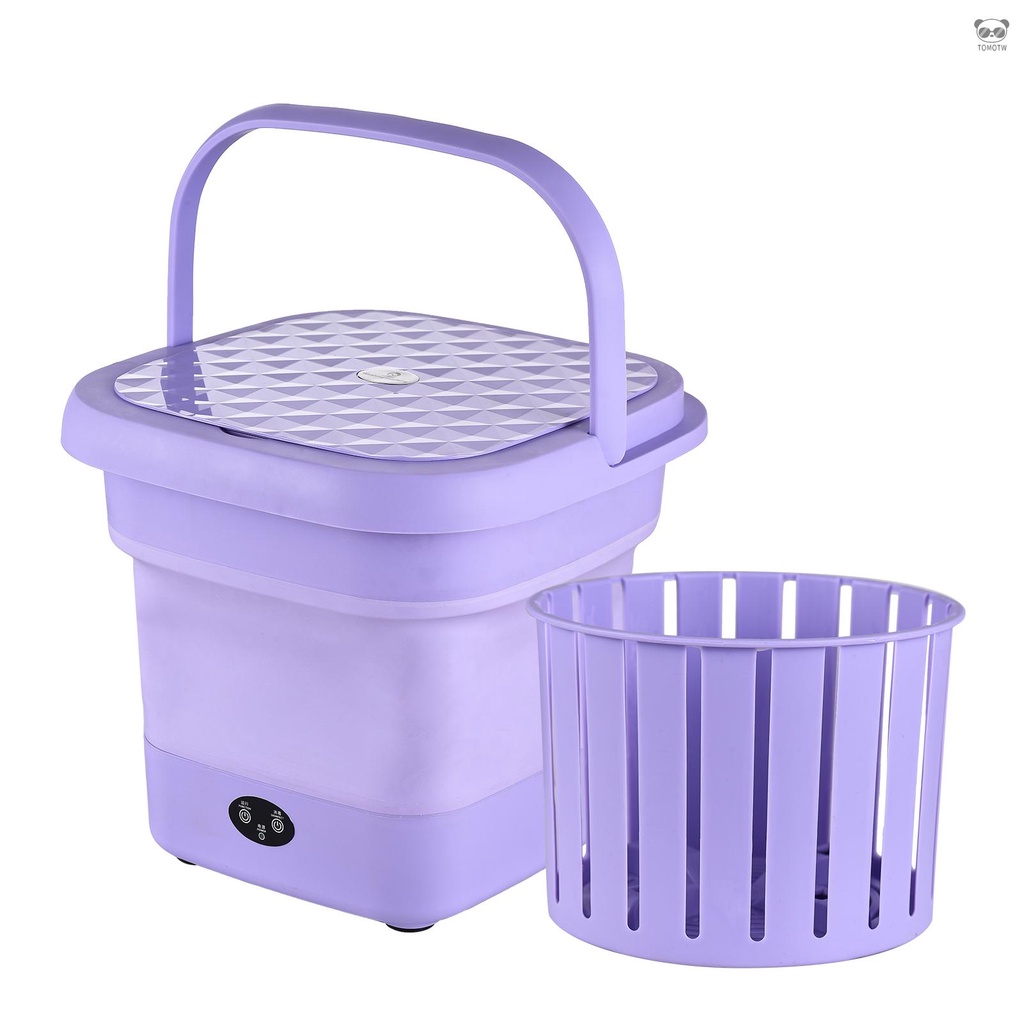 便攜式可摺疊洗衣器 帶脫水籃 紫色 美規 110V