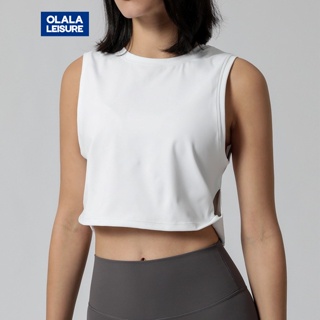 OLALA 歐美寬鬆健身短版背心女瑜伽上衣 不含胸墊瑜伽運動背心女
