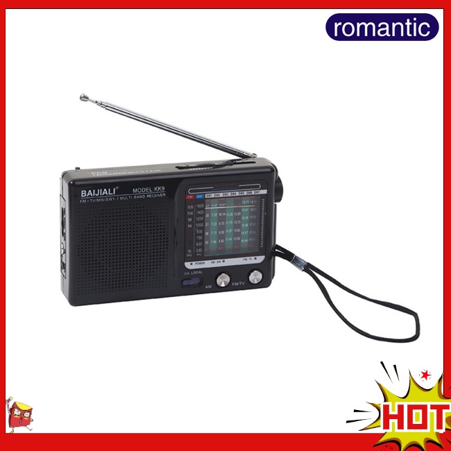 Rom KK9 天氣收音機 SW AM FM 便攜式收音機電池供電最持久的收音機,用於緊急颶風運行