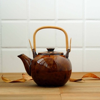 現貨 日本製 BLUT'S rokuro 六魯 懷舊亮釉赭色 陶瓷茶壺 日式茶壺 横手急須 泡茶 茶葉 富士通販