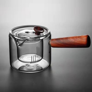 【7BOX--免運】露營茶壺透明茶壺 耐高溫玻璃過濾泡茶壺養生壺側把茶壺煮茶器花茶壺茶具套裝沖茶器