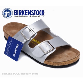 Birkenstock Arizona 男/女經典軟木銀蛇紋拖鞋沙灘休閒鞋 34-46