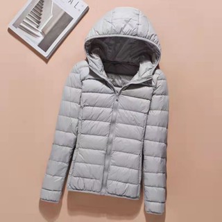 無縫輕薄羽絨棉服 秋冬新款 短款連帽時尚薄款女款外套 簡約純色百搭棉衣棉襖 大尺碼棉服外套 保暖外套