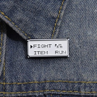 精靈寶可夢 “FIGHT/ITEM/PKMN/RUN”神奇寶貝遊戲可選框架琺瑯胸針日本漫畫系列揹包徽章服裝配飾送給朋友的