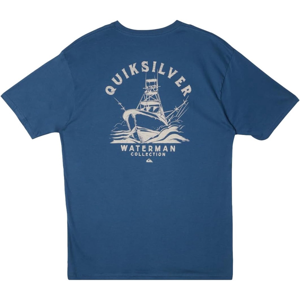 男士棉質 T 恤 Quiksilver Heading Out 短袖 T 恤設計藍色 LG 4XL, 5XL, 6XL