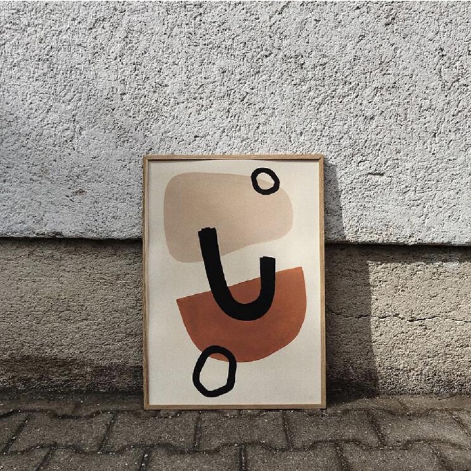 【QISHE】  | brown | 丹麥設計 莫蘭迪色 米棕色 幾何 藝術紙質海報 裝飾畫