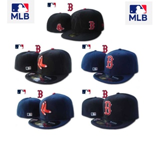M-LB 帽子全封棒球帽 波士頓紅襪隊平沿帽棒球帽嘻哈帽滑板帽 潮帽 防晒帽男女通用防晒