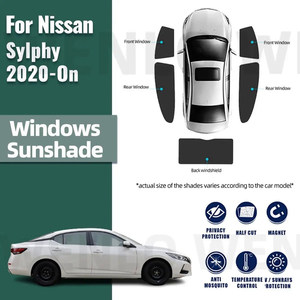 NISSAN 適用於日產軒逸 B18 Sentra 轎車 2020-2023 2024 磁性汽車遮陽板前擋風玻璃窗簾後側