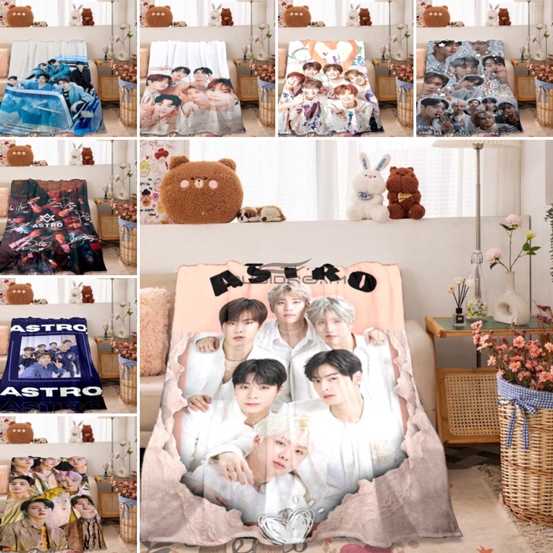 韓國偶像astro印花毯子mj,cha Eun-WOO,Moonbin,YOON SAN-HA,男名人柔軟定製沙發床罩毯