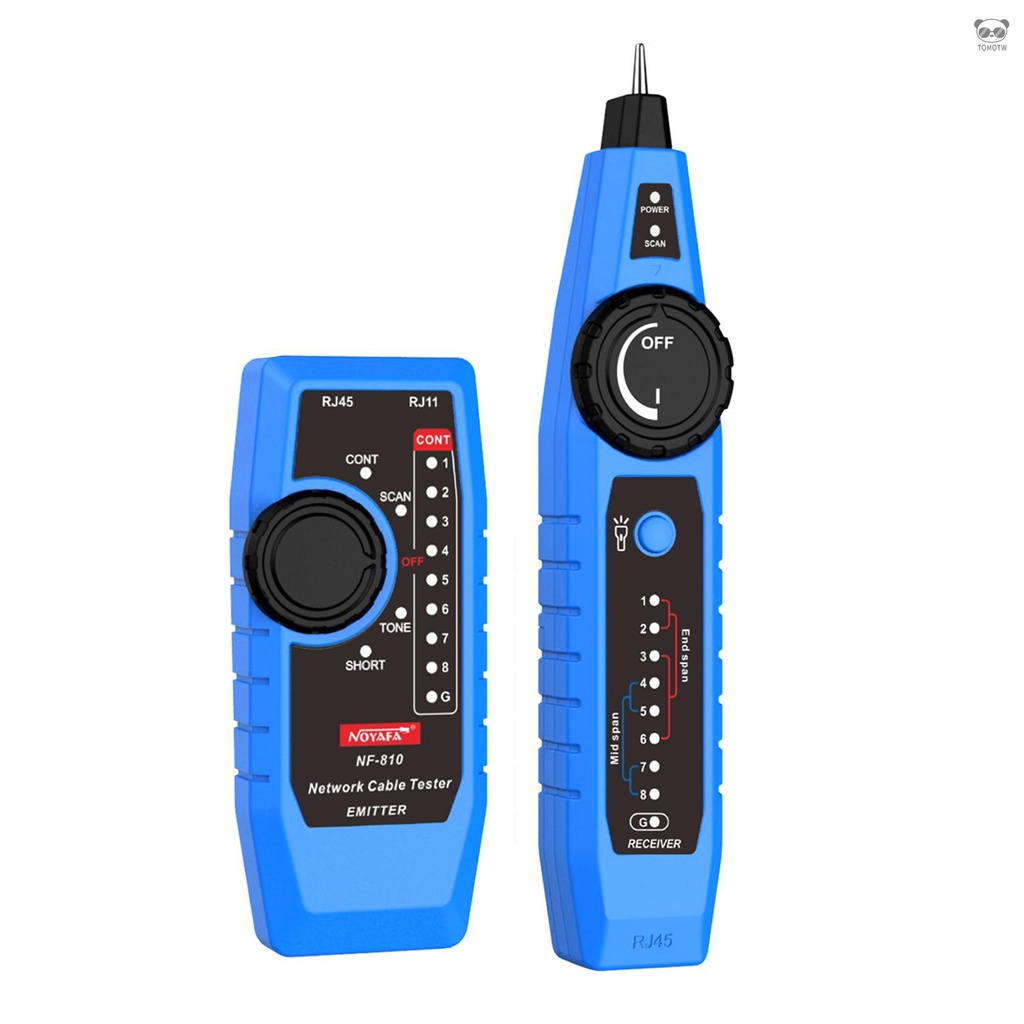 NOYAFA NF-810網路尋線儀 多功能網路測試儀查線器套裝 帶LED燈 帶耳機功能 藍+黑色（不帶電池）