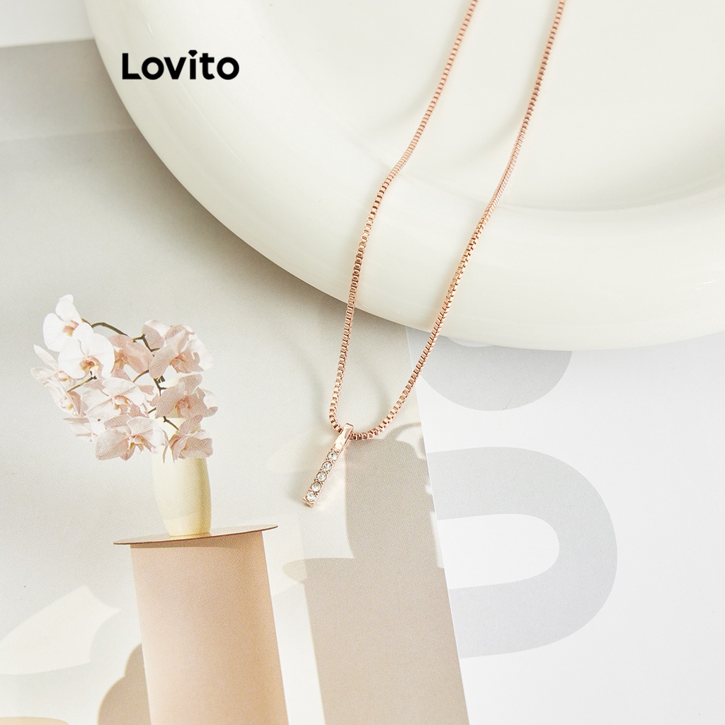 Lovito 女式休閒素色水鑽項鍊 L63AD012 (金色/銀色)