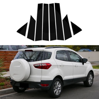 光面黑色/銀色/碳纖維 8 件汽車立柱裝飾面板貼紙適合福特 EcoSport B515 2015-2018