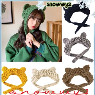 SNOWWY2護耳帽,可愛的貓耳朵防風針織羊毛帽,時尚秋冬季便帽女孩