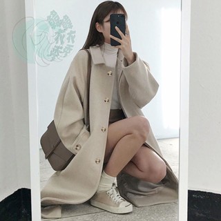 加厚中長款呢子外套赫本風毛呢外套女小個子毛呢外套百搭大衣大碼毛衣外套長款呢子外套冬季毛呢外套