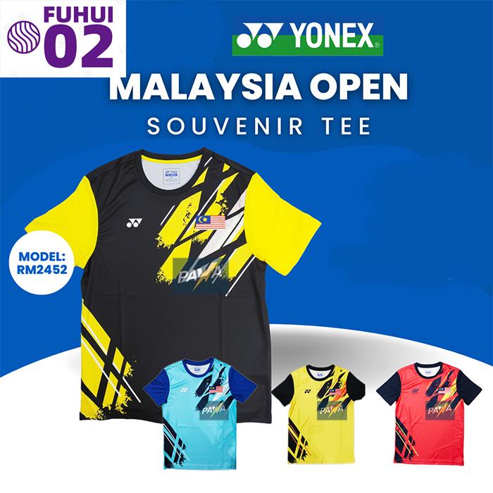 Yonex馬來西亞公開羽毛球特別版圓領紀念品t恤球衣尤尼克斯羽毛球衫速乾運動短袖