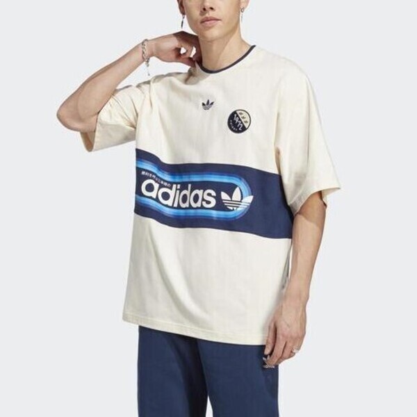 Adidas BPOP TEE IP7167 男 短袖 上衣 T恤 亞洲版 休閒 經典 三葉草 寬鬆 棉質 白藍
