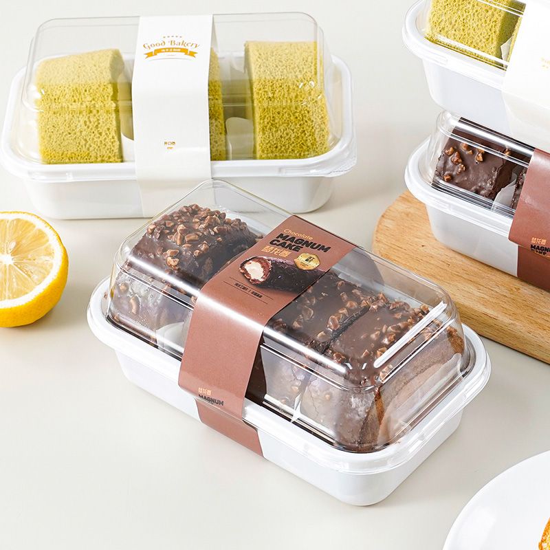 🔥台灣新款熱賣🔥 日式蛋糕卷瑞士甜品夢龍卷打包切塊包裝盒 糕點桃酥盒透明盒子