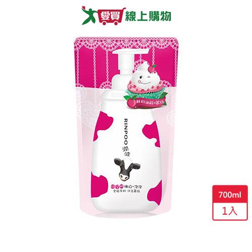 潤波全脂牛奶嫩白沐浴慕絲補充包700ml【愛買】