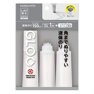 【168JAPAN】日本代購 KOKUYO GLOO 方形膠水 強黏型 不皺型 膠水 3入組(1本體+2入補充)