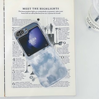 藍色天空圖適用 SAMSUNG Galaxy Z Flip 3 4 5G手機殼三星Flip5折疊機透明殼 防摔 硬殼