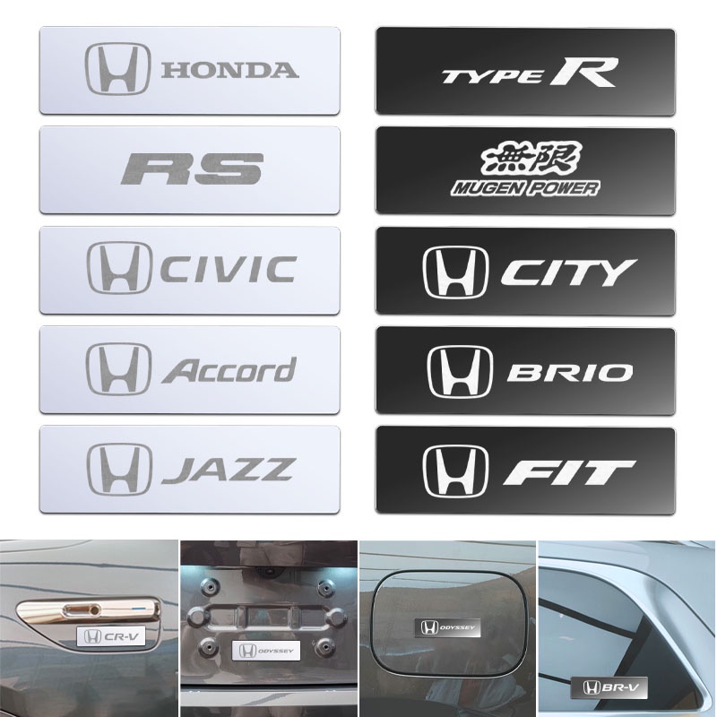 HONDA 4 件裝本田後視鏡金屬汽車標誌貼紙標籤 3D 徽章裝飾標籤汽車改裝配件適用於思域 Jazz Fit Acco