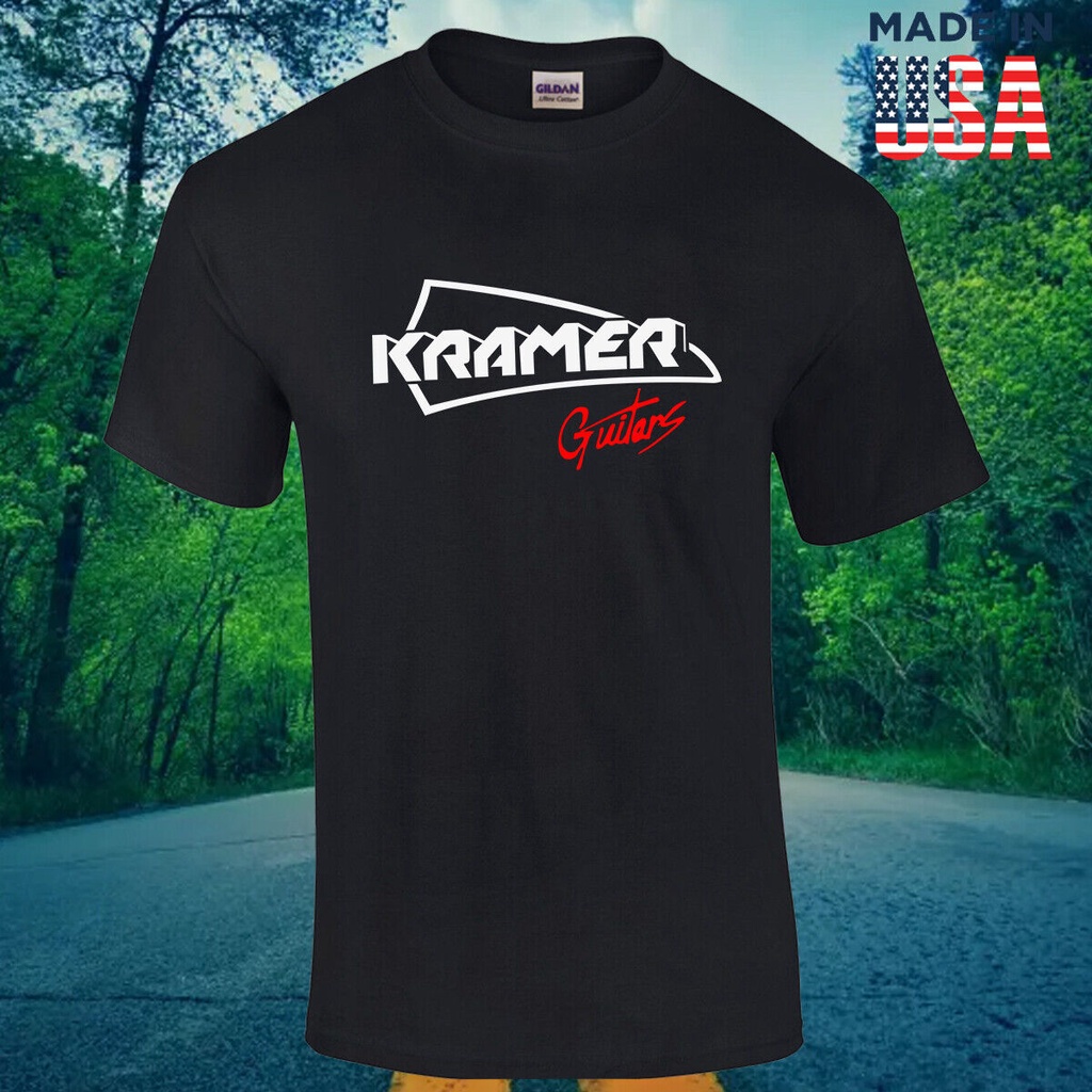 全新 Kramer 吉他標誌男式黑色 T 恤尺寸 S-5XL 來自美國