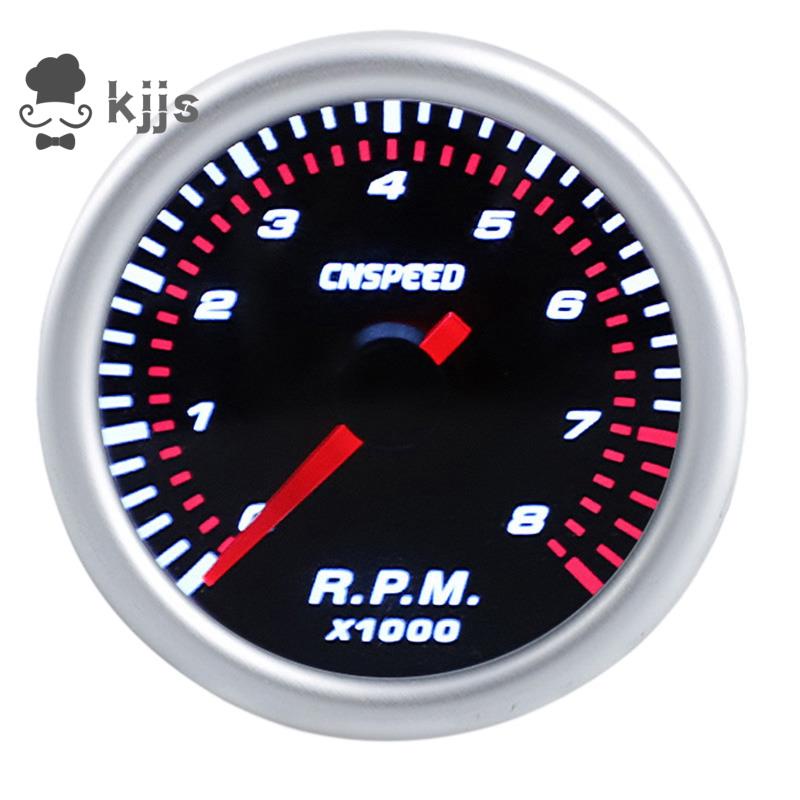 Cnspeed 2 英寸 52 毫米汽車轉速表轉速表 0-8000 RPM 12V 通用汽車電機白色 Led 儀表指針