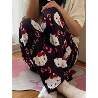 Hello Kitty 卡哇伊女童步行褲卡通睡衣三麗鷗寬鬆春秋女款柔軟家居休閒長褲