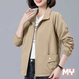 中年媽媽裝休閒外套女2025春裝新款寬鬆大碼洋氣減齡夾克上衣潮 夾克外套女 外套女 休閒外套 春季外套女【MY】