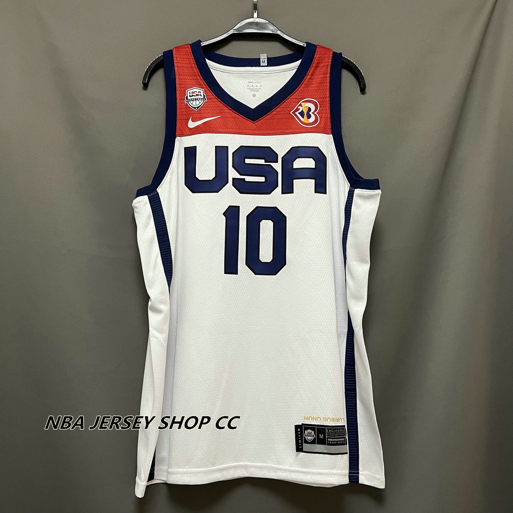 2023 男式全新原裝美國隊布萊恩特 #10 Kobeˉbryant 球衣白色熱壓科比球衣