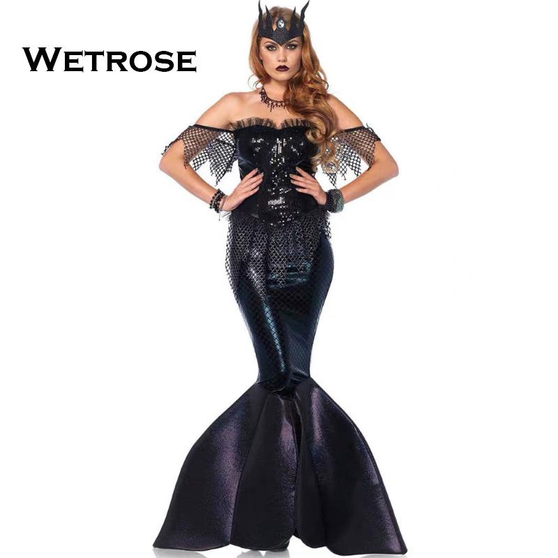 【Wetrose】萬聖節美人魚女巫服裝角色扮演舞台禮服晚禮服成人女式裹身裙