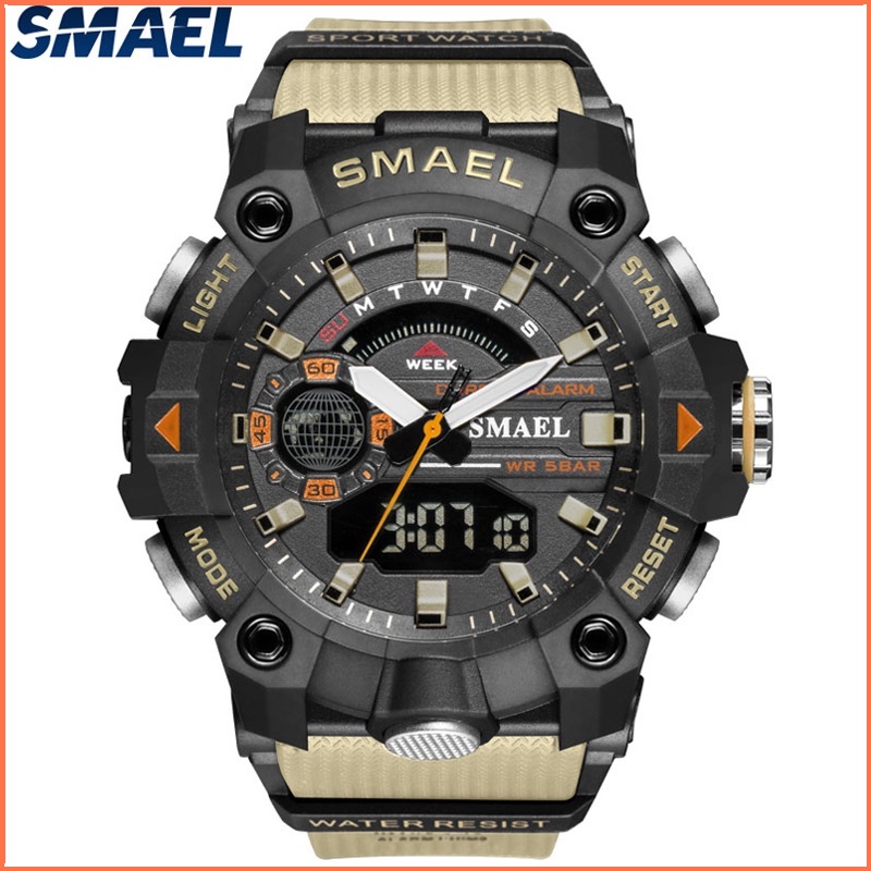 Smael 男士手錶頂級奢侈品牌時尚軍事休閒鬧鐘男士手錶防水石英數字 8040