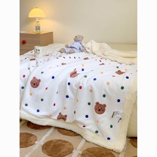【多多Room】ins波點熊毛毯 保暖羊羔絨 拉鏈多功能蓋毯 加厚牛奶絨辦公室 午休毯 空調毯 辦公室 午睡 神器
