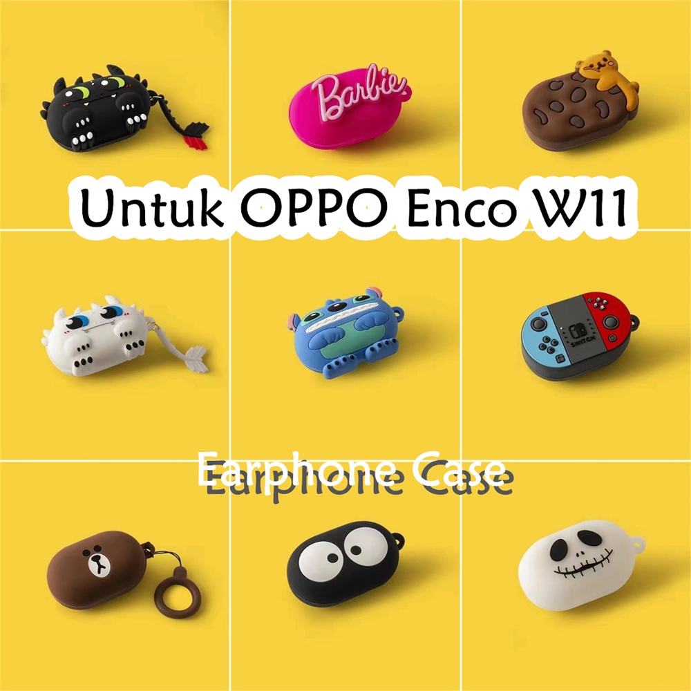 適用於 OPPO Enco W11 手機殼卡通棕熊軟矽膠手機殼耳機套保護套