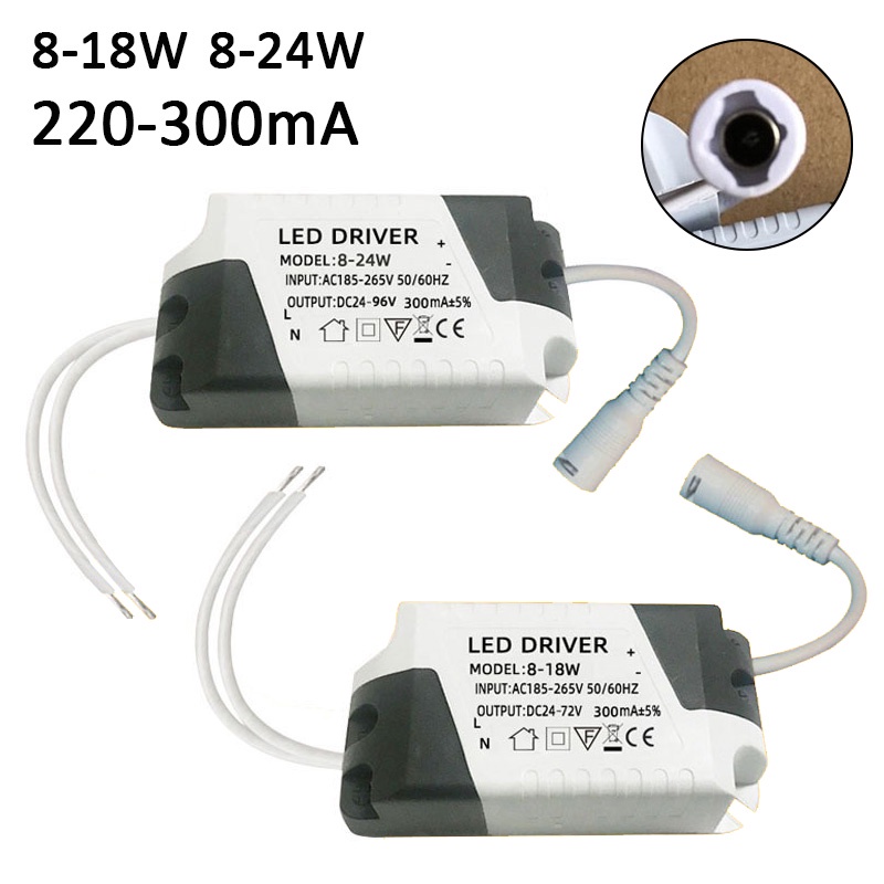 5pcs-10pcs LED 驅動器 8-24W 8-18W 300mA LED 電源適配器單元燈變壓器 AC185-2