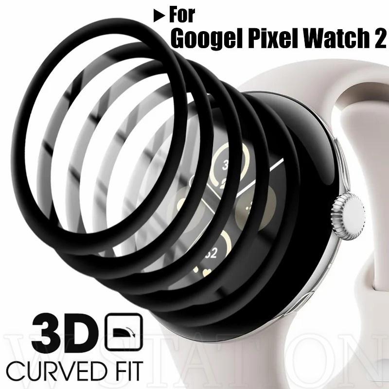 兼容 Google Pixel Watch 2 / 9D 全覆蓋曲面屏幕保護膜 / 防指紋防刮智能手錶膜 / 非玻璃屏幕