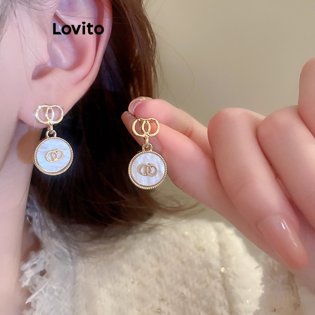 Lovito 優雅素色基本款女士耳環 LFA05052 (金色)