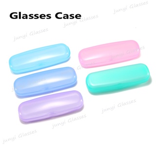 眼鏡配件長方形彩色眼鏡盒藍色塑料盒透明pc眼鏡盒
