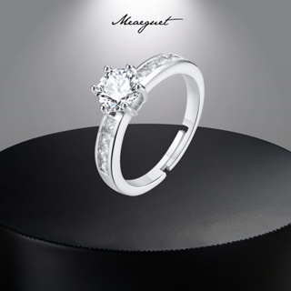Meaeguet Promise Ring 女士鑲嵌水晶鋯石女士結婚鑽石戒指帶盒可調節珠寶週年紀念日