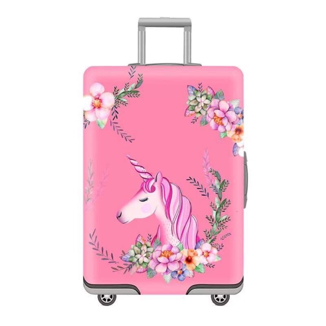 粉色獨角獸拉桿箱套行李箱保護套行李箱套行李箱套行李收納套行李用品旅行彈力印花 18-32 英寸手提箱必備配件