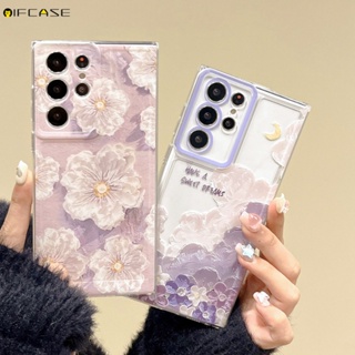 兼容 iPhone 6 6s Plus iPhone6 iPhone6s 手機殼紫色油畫彩繪櫻花花花雲透明軟矽膠外殼手機