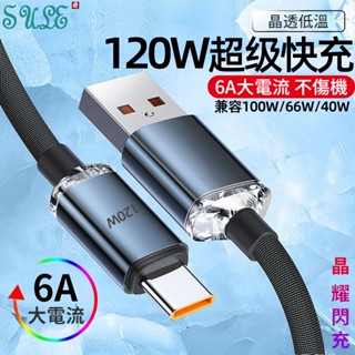晶耀 超級快充線 Type-C 轉 USB 數據線 手機/平板通用 120W 閃充線 編織線 USB-C充電線 轉接線