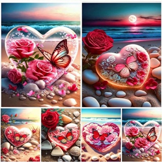 數字油畫浪漫海灘風景玫瑰數字油畫數字油畫數字油畫家居裝飾禮物