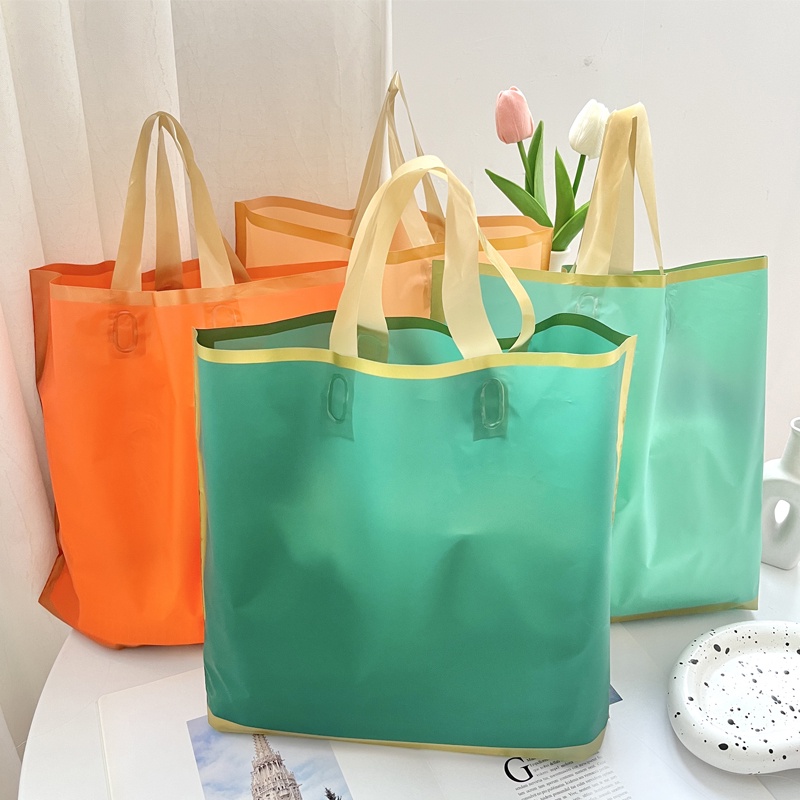 客製化 手提袋  塑膠袋 批發磨砂金邊袋子 訂製logo 服裝店手提袋 訂做 多色塑膠包裝袋 購物袋