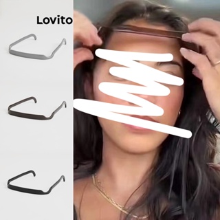 Lovito 女士休閒素色方形眼鏡髮箍 L63AD060 (棕色/灰色/黑色)