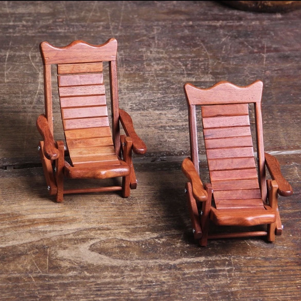 手機支架 實木躺椅擺件折迭椅創意木質桌面中式花梨懶人支架實木手機支撐架