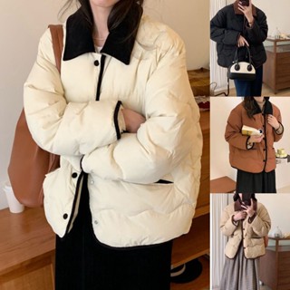 大衣女冬季新款短款韓版純色燈芯絨翻領拼接